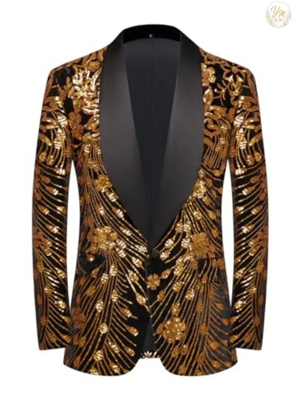 Men's Sequins Velvet Shawl Collar Blazer Wedding Party Stage Dinner Suit Jacket